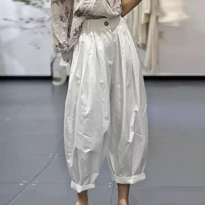 harem pants women Summer white cotton Trousers by Thebesttailor
