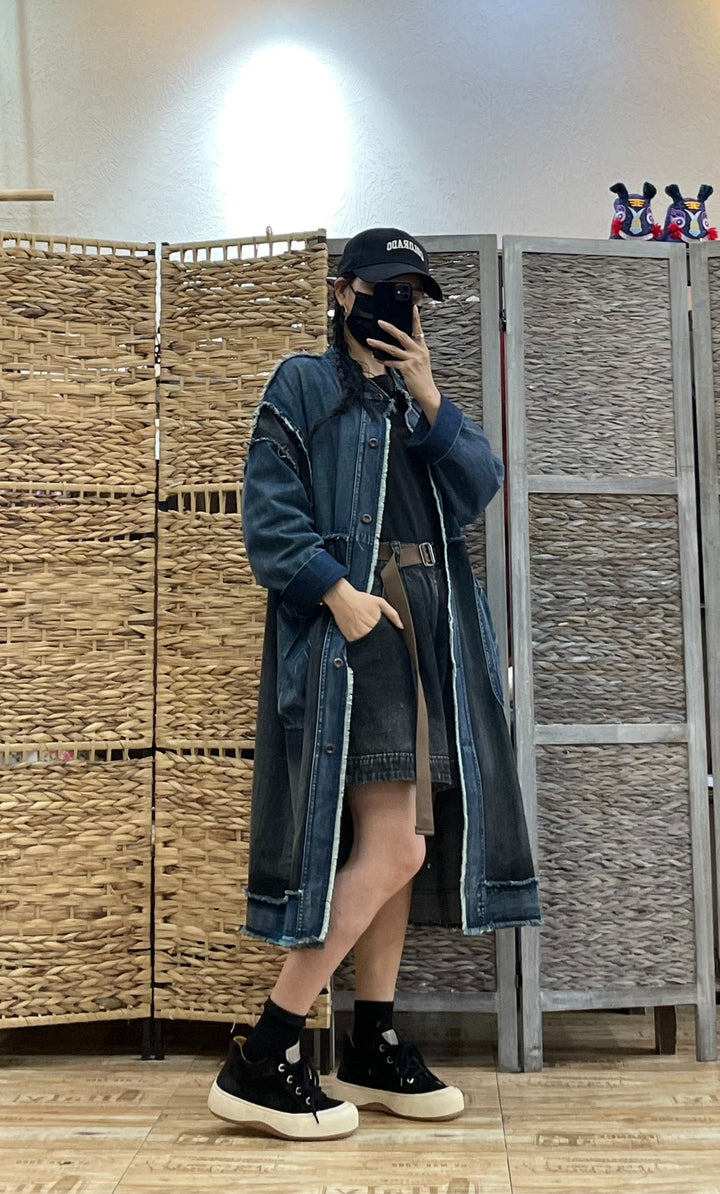 Casual Autumn denim trench coat women