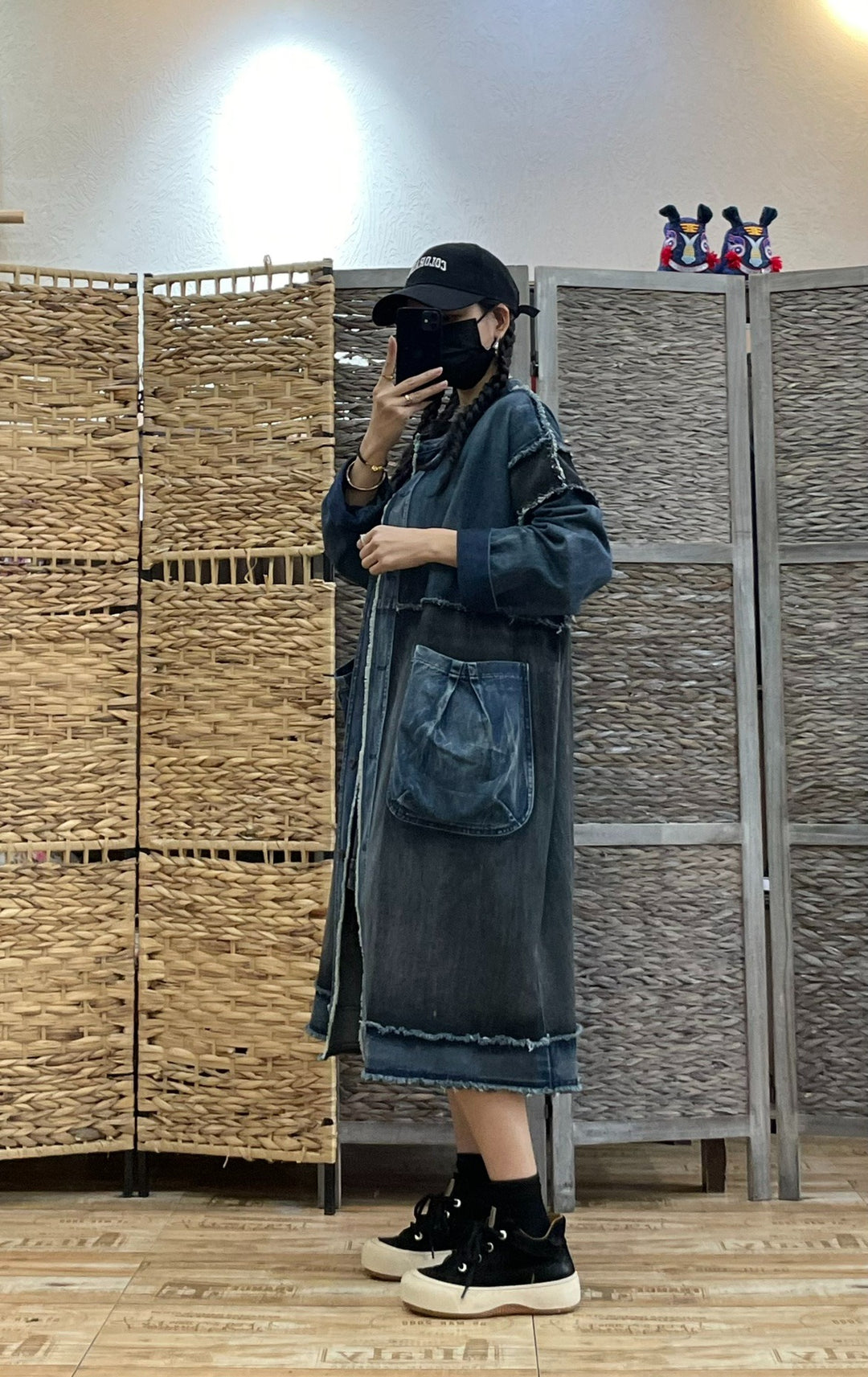 Casual Autumn denim trench coat women