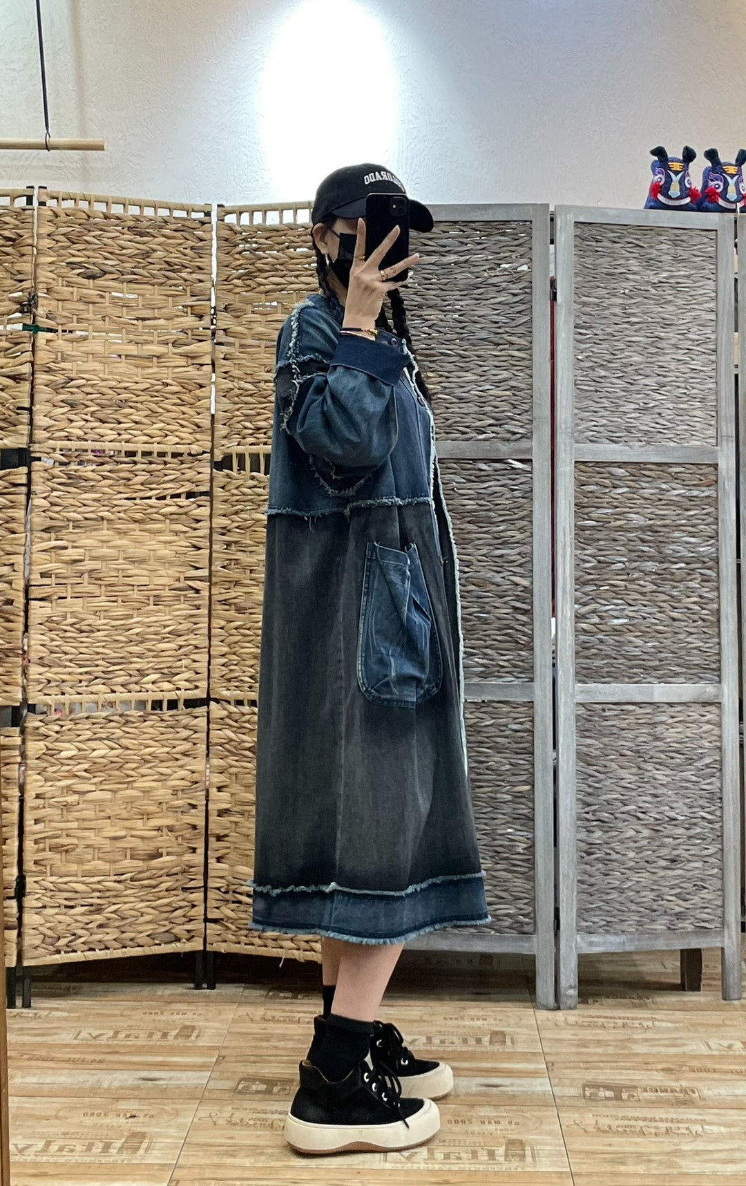 Casual Autumn denim trench coat women