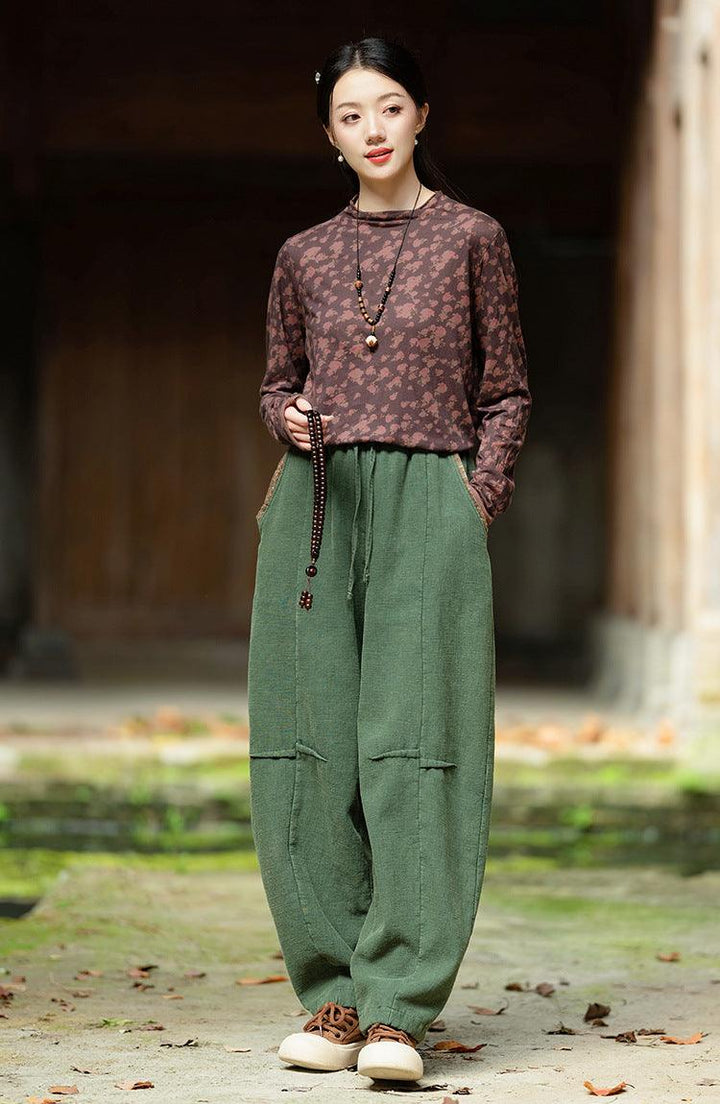 Retro Cozy Linen Loose Bloomers-Women's pants-Thebesttailor-Thebesttailor