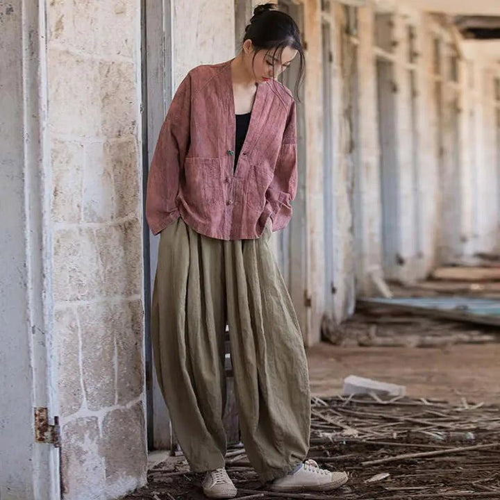 linen shirts women and linen tops for women ladies linen tops-Women's coat-Thebesttailor-Thebesttailor