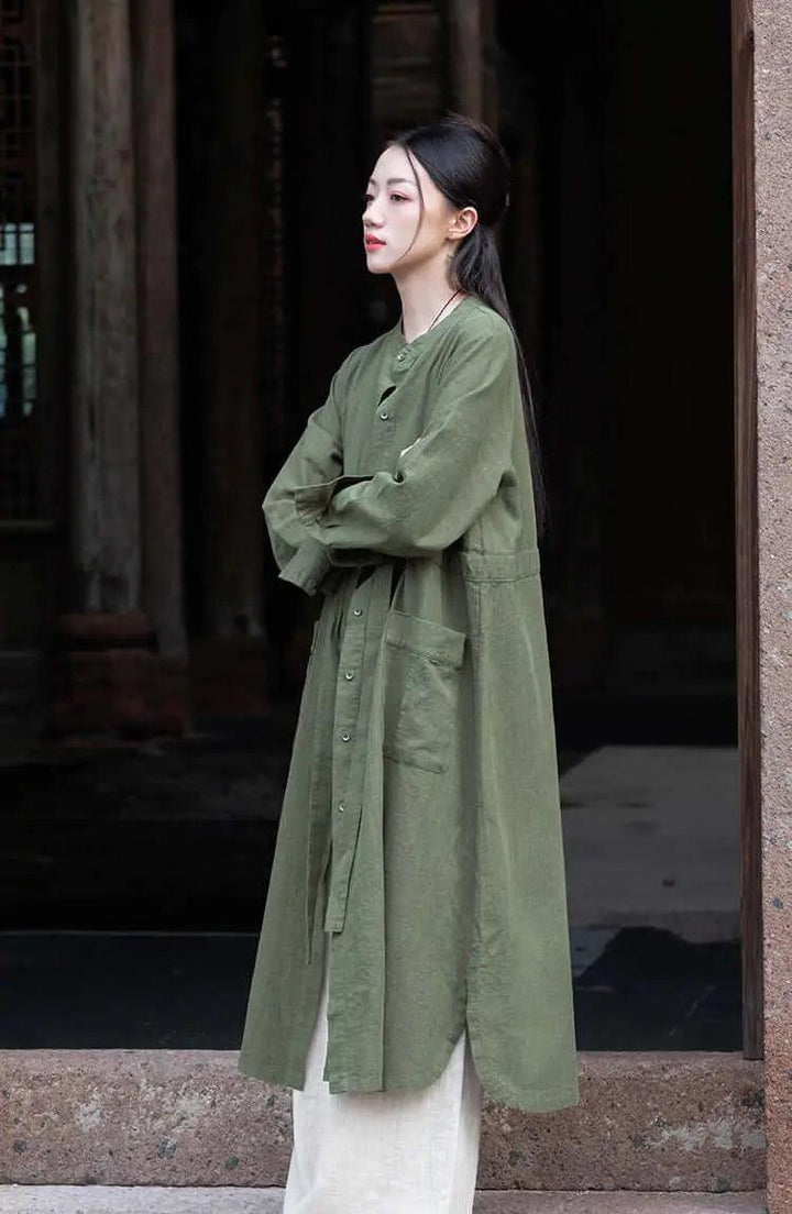 Spring Green Linen Cardigan - Women's Casual and Formal Wear-Women's Shirt-Thebesttailor-Thebesttailor