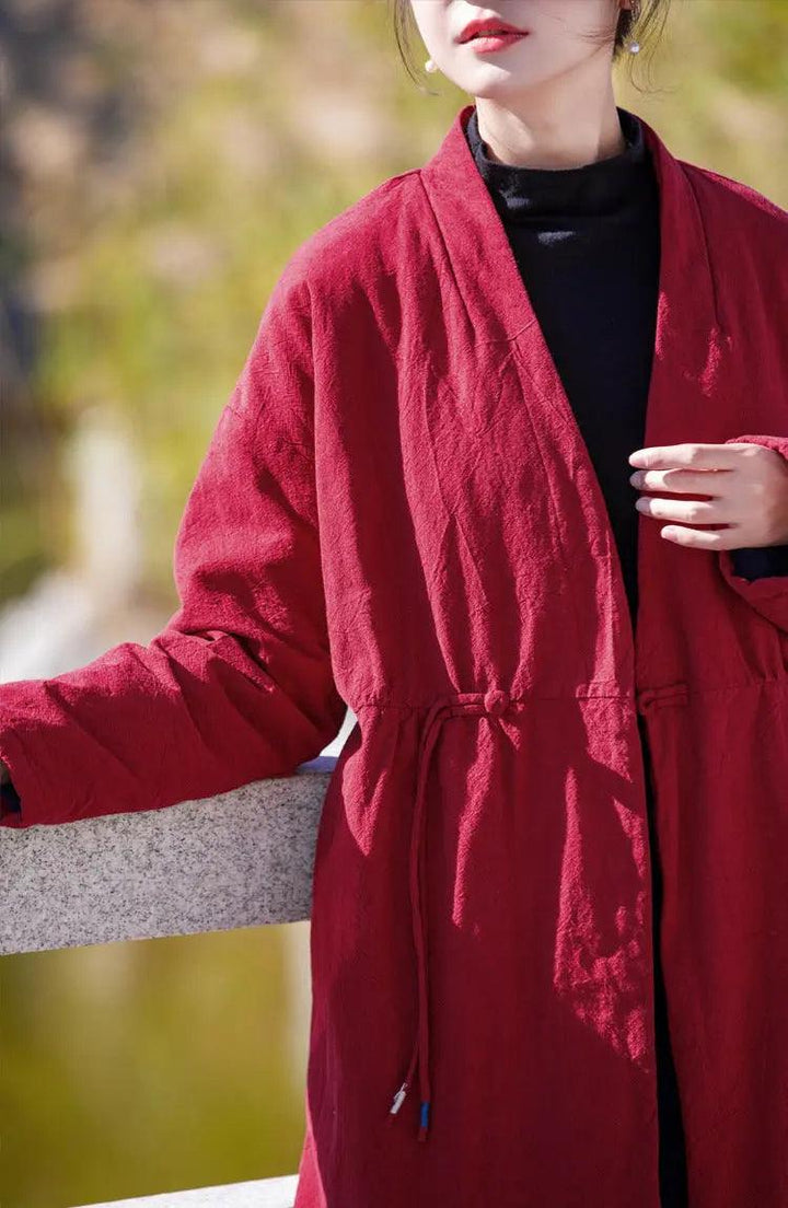 Stylish Women's Black Linen Cape Jacket for Cold Winter Days-Women's coat-Thebesttailor-Thebesttailor