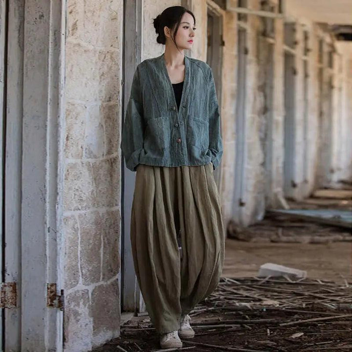 linen shirts women and linen tops for women ladies linen tops-Women's coat-Thebesttailor-Thebesttailor