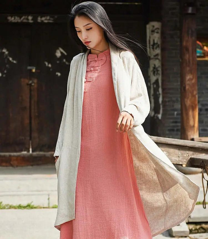 linen trench coat womens - Elegant Spring and Autumn Attire-Women's coat-Thebesttailor-Thebesttailor