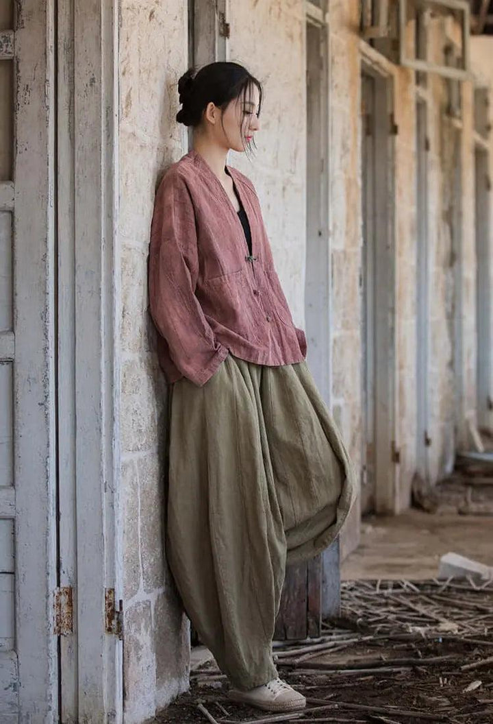 linen shirts women and linen tops for women ladies linen tops-Women's coat-Thebesttailor-Thebesttailor