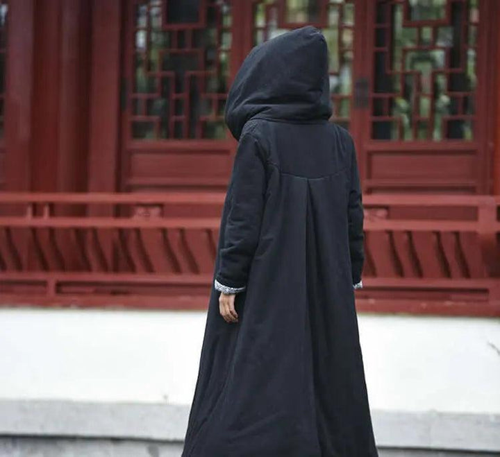 Mystical Enchantress Linen Hooded Cotton Winter Coat-Women's coat-Thebesttailor-Thebesttailor