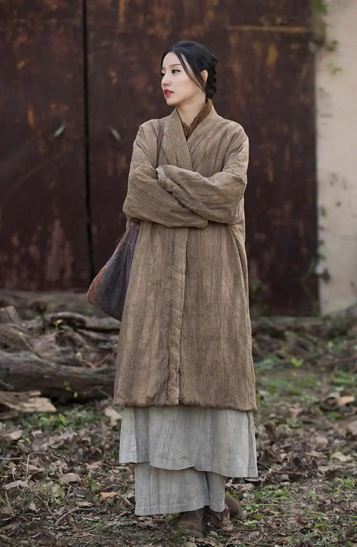 Elegant Winter Women's Ramie and Cotton Coat Ensemble-Women's coat-Thebesttailor-Thebesttailor