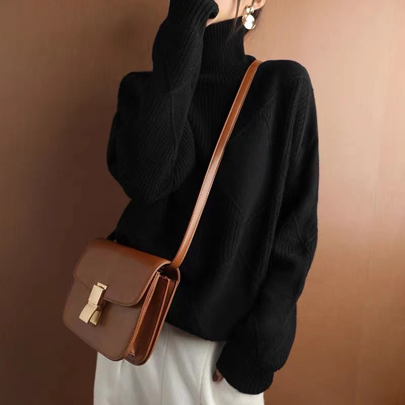Fall/Winter High-Neck Pullover Knit Sweater