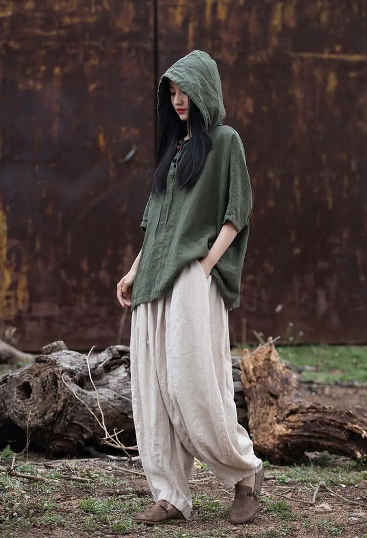 Linen Harem Pants for Women: Comfy Casualwear-Women's pants-Thebesttailor-Thebesttailor