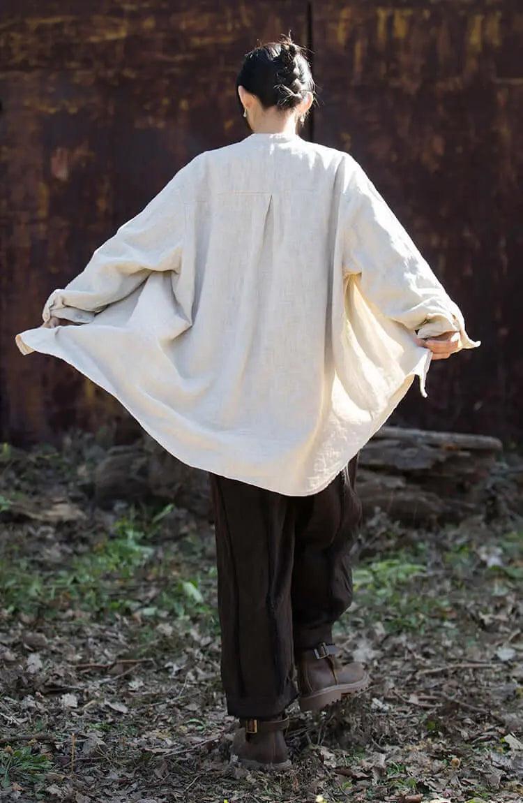 Elegant Vintage Linen Shirts for Stylish Women-Women's Shirt-Thebesttailor-Thebesttailor