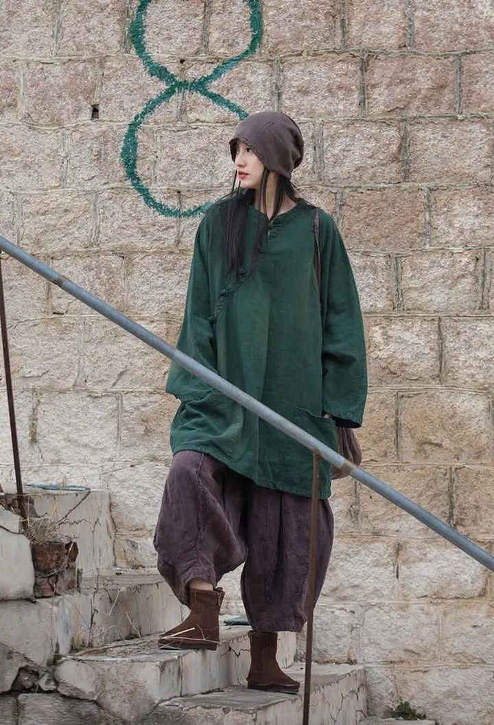 linen coat womens - linen blend trench coat tops for Women-Women's coat-Thebesttailor-Thebesttailor