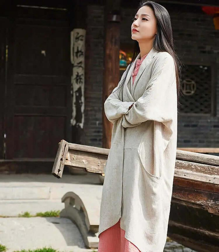 linen trench coat womens - Elegant Spring and Autumn Attire-Women's coat-Thebesttailor-Thebesttailor