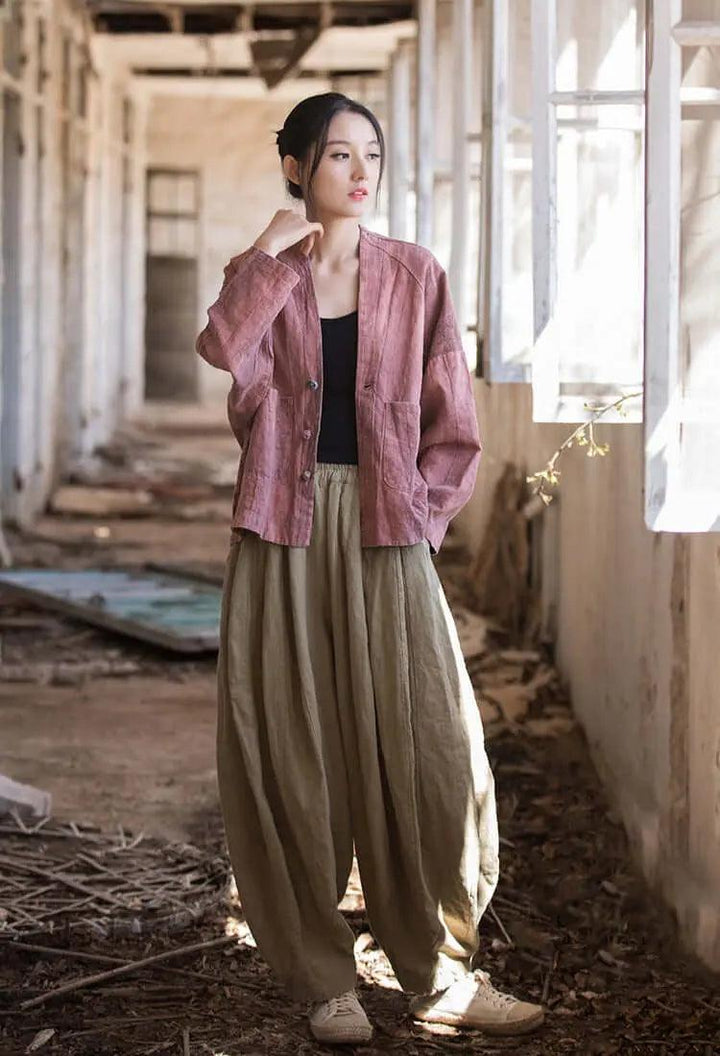 linen shirts women and linen tops for women ladies linen tops-Women's coat-Thebesttailor-Thebesttailor