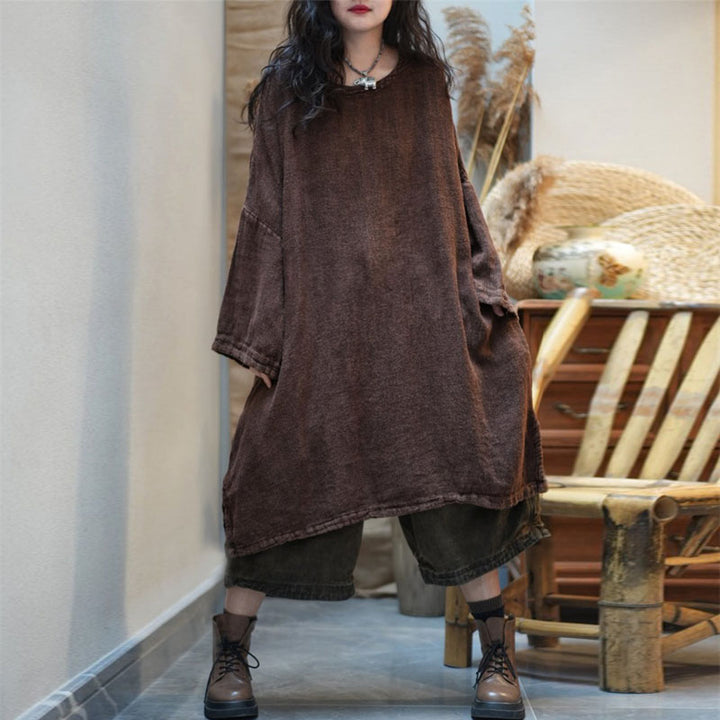 comfortable cotton long sleeve autumn dress with pockets