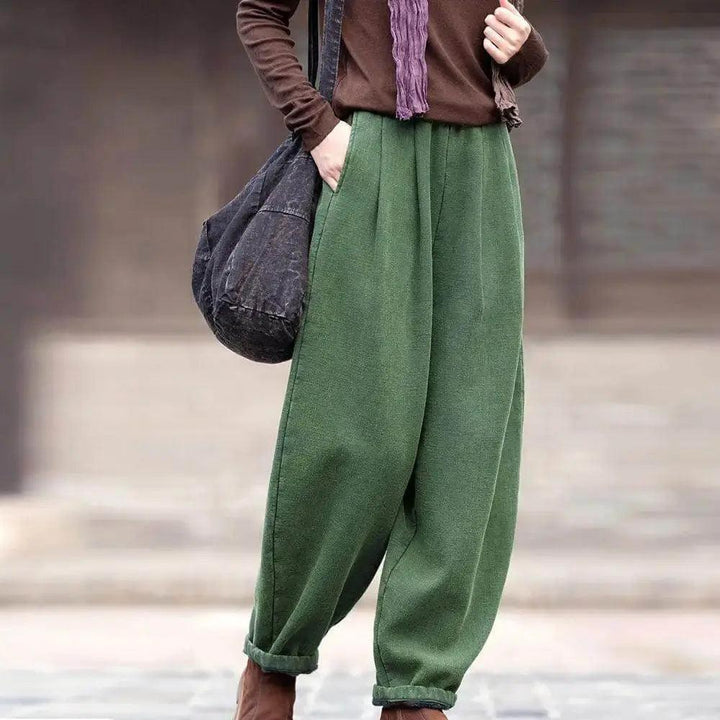 spring pants for women Loose Boho Vintage Linen Bloomers-Women's pants-Thebesttailor-One size-Green-Linen-Thebesttailor