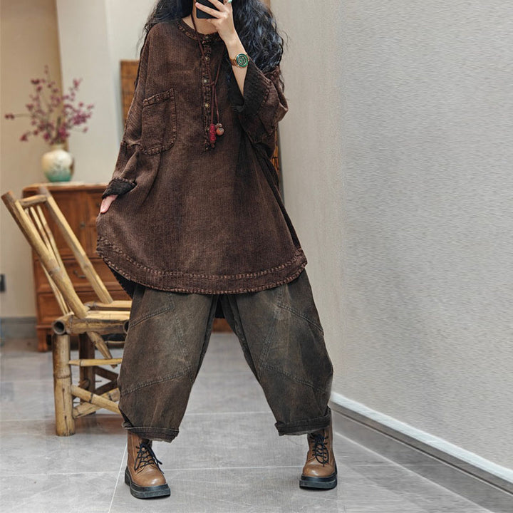 loose batwing sleeve cotton tunic blouse