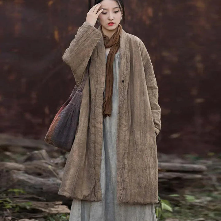 Elegant Winter Women's Ramie and Cotton Coat Ensemble