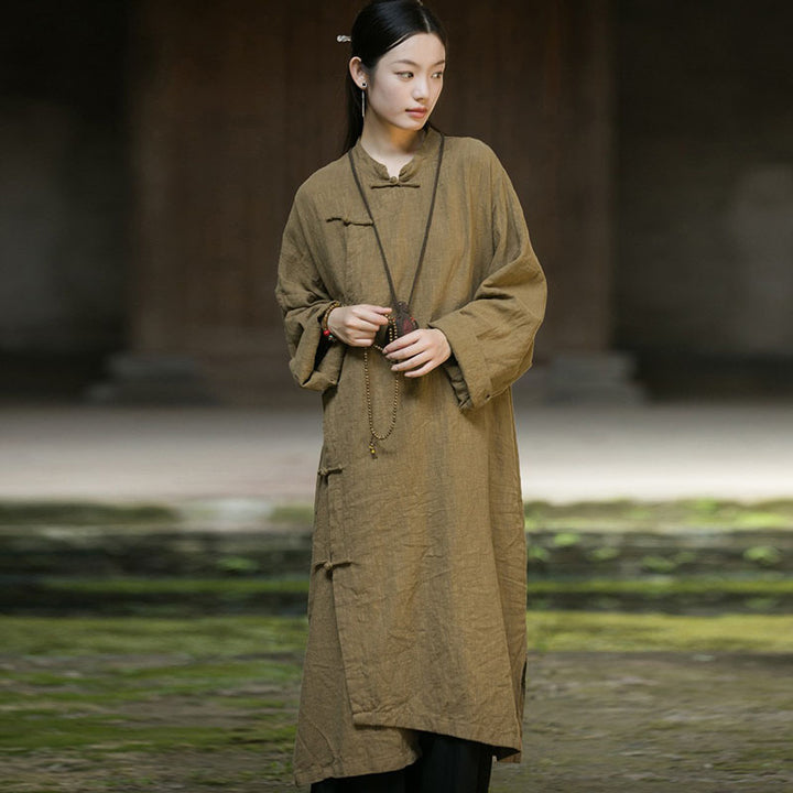 Casual Meditation Linen Long Robe Dress for Women