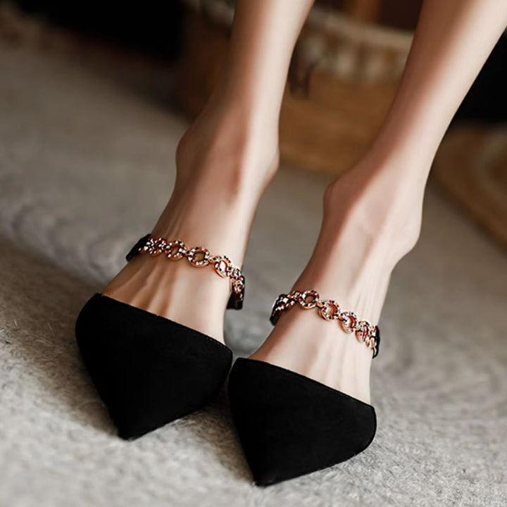 Women's Shrouded Toe Rhinestone Chain High-Heeled Sandals