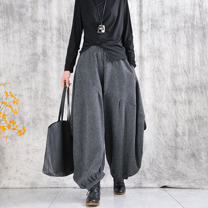 Casual Winter Gray Cotton Long Bloomers