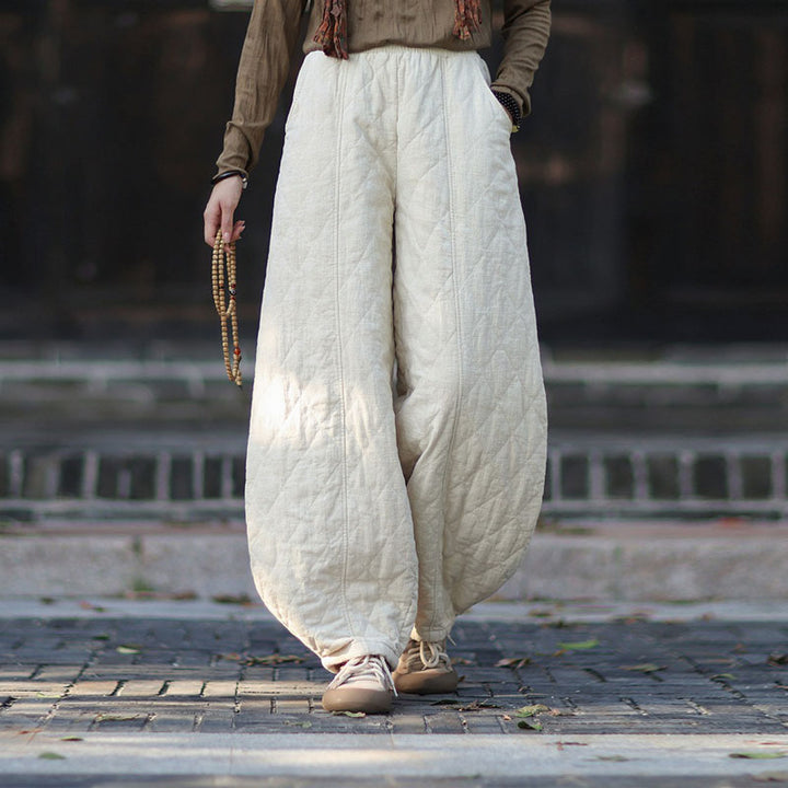 Women's Winter Christmas Quilted Linen Harem Pants