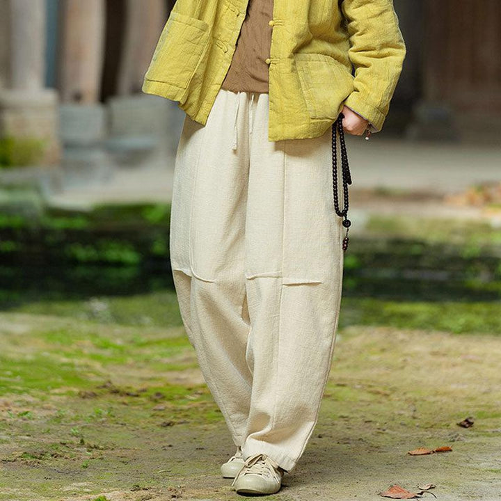 Retro Cozy Linen Loose Bloomers-Women's pants-Thebesttailor-One size-linen color-Cotton-Thebesttailor