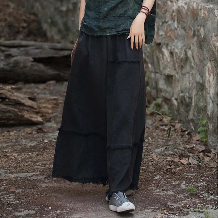 a line skirt Green Retro beach maxi skirt - skirts for women-Women's Skirts-Thebesttailor-One size-Black-Linen/cotton-Thebesttailor