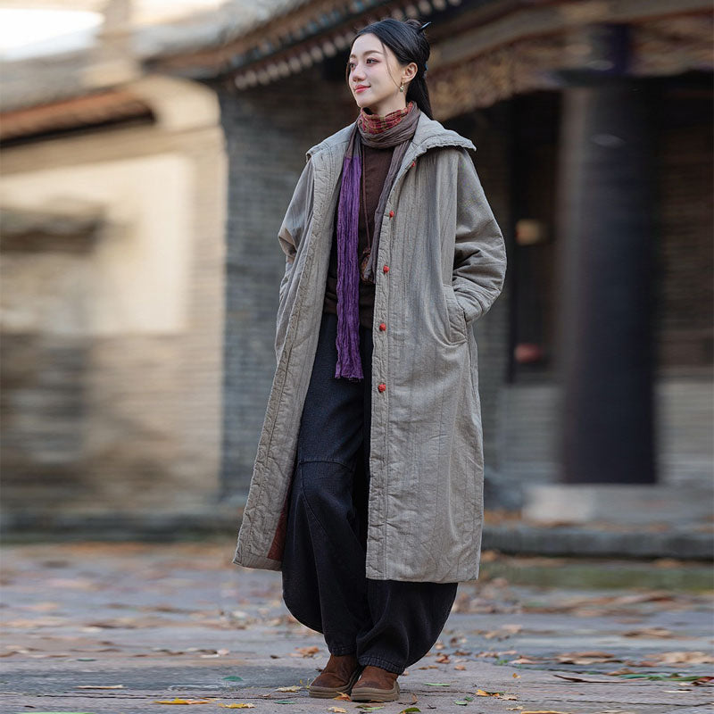Women's Quilted Cotton Winter Long Coat