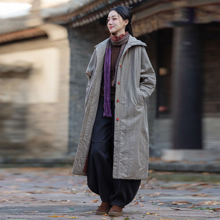 Women's Quilted Cotton Winter Long Coat