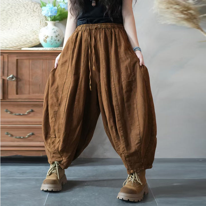 Autumn Linen Casual Original Buttoned Harem Pants