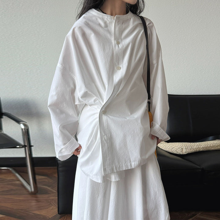 Parisian-style simple side-button shirt Women's