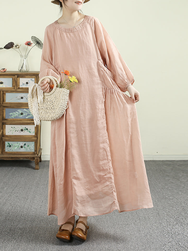 Women Summer Beach Vacation Linen Dress