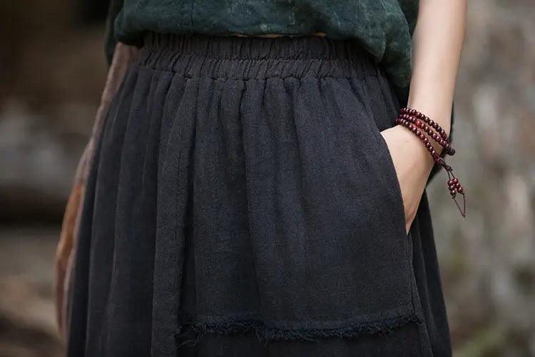 a line skirt Green Retro beach maxi skirt - skirts for women-Women's Skirts-Thebesttailor-Thebesttailor