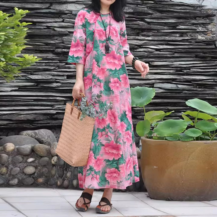 vintage-linen-floral-summer-dress-for-women by Thebesttailor