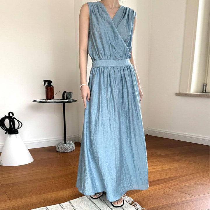 Sleeveless Kaftan Dress Summer Maxi Dress Long Linen Wrap Dress Thebesttailor