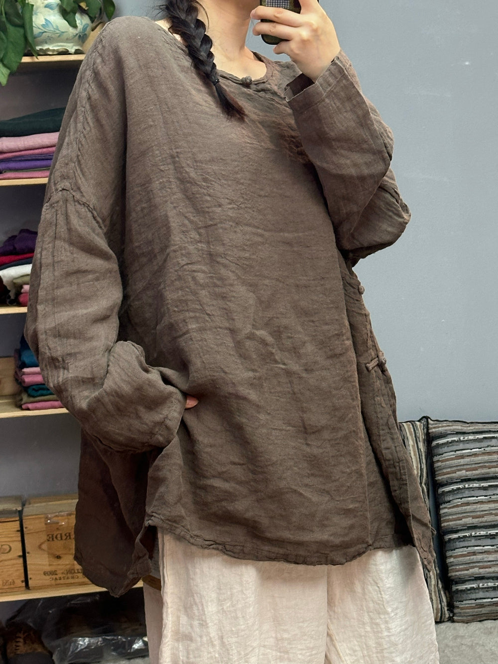 Minimalist Oversized Linen Shirt for Women by Thebesttailor