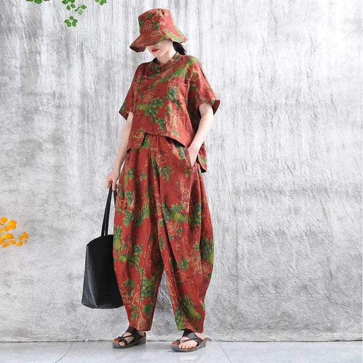 Stand Collar shirt women's + Bloomers Set for Women-Women's Shirt-Thebesttailor-Thebesttailor
