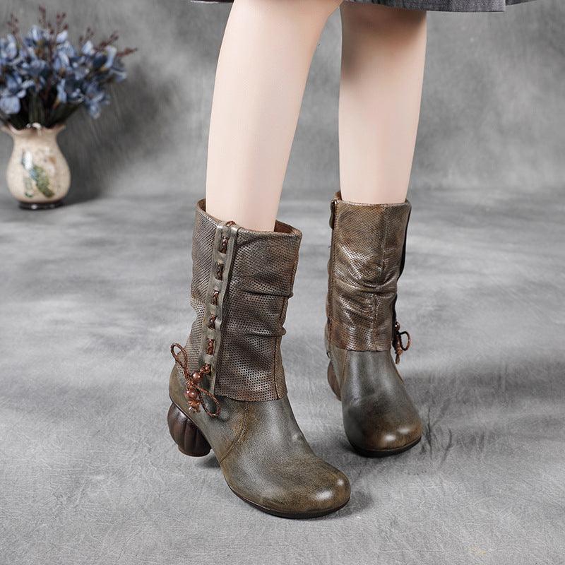 martin boots for women Winter plus velvet side zipper mid-calf boots-boots-Thebesttailor-Thebesttailor