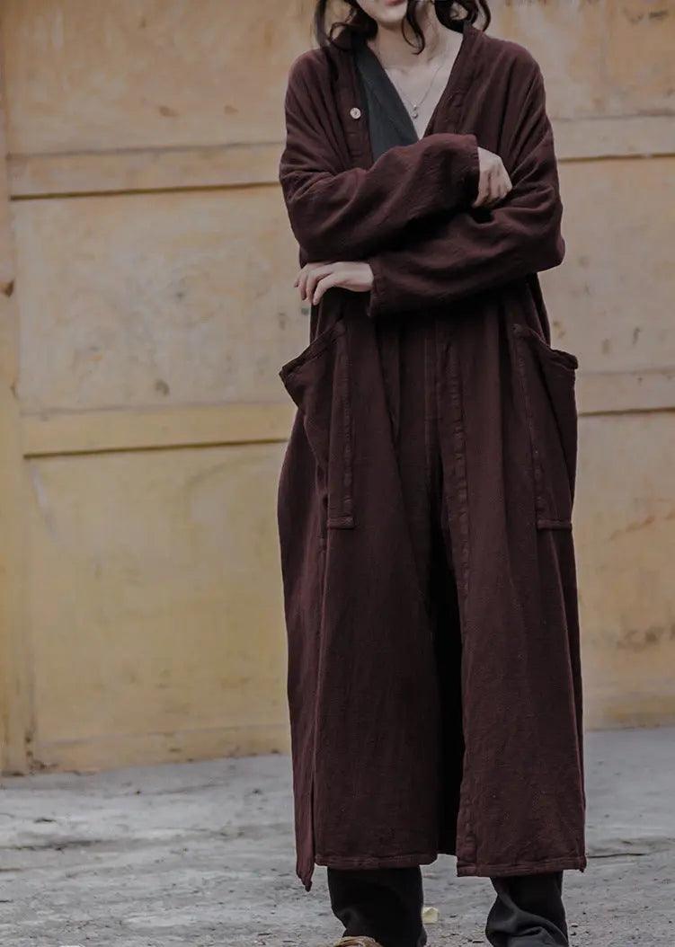 Autumn Linen Retro Style Oversized Cardigan Coat for Women by Thebesttailor