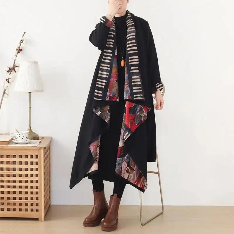 Black Winter Asymmetric Coat Women's Long Wool Coat-Women's coat-Thebesttailor-Thebesttailor