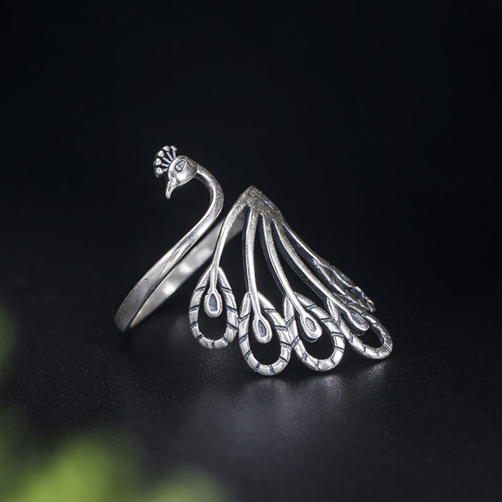 Silver Peacock Ring  
