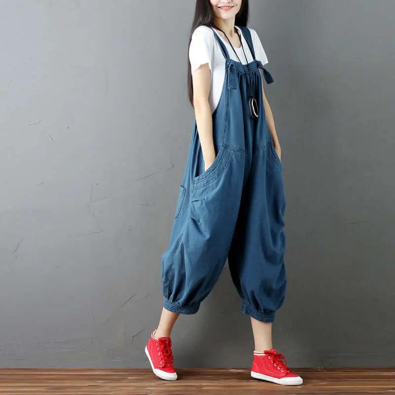 Retro Dark Green Denim Sleeveless Dress with Straps-Women's dress-Thebesttailor-Thebesttailor