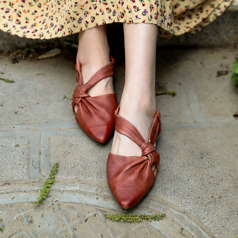 Women's Brown Low Heel Sandals
