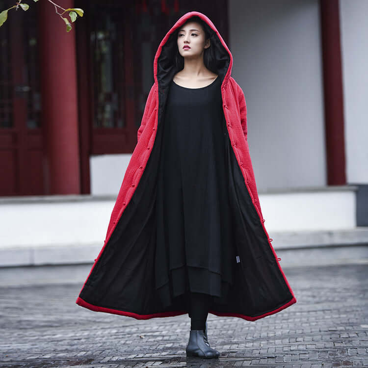 Black Witch Robe | Hooded Winter Robe | Thebesttailor