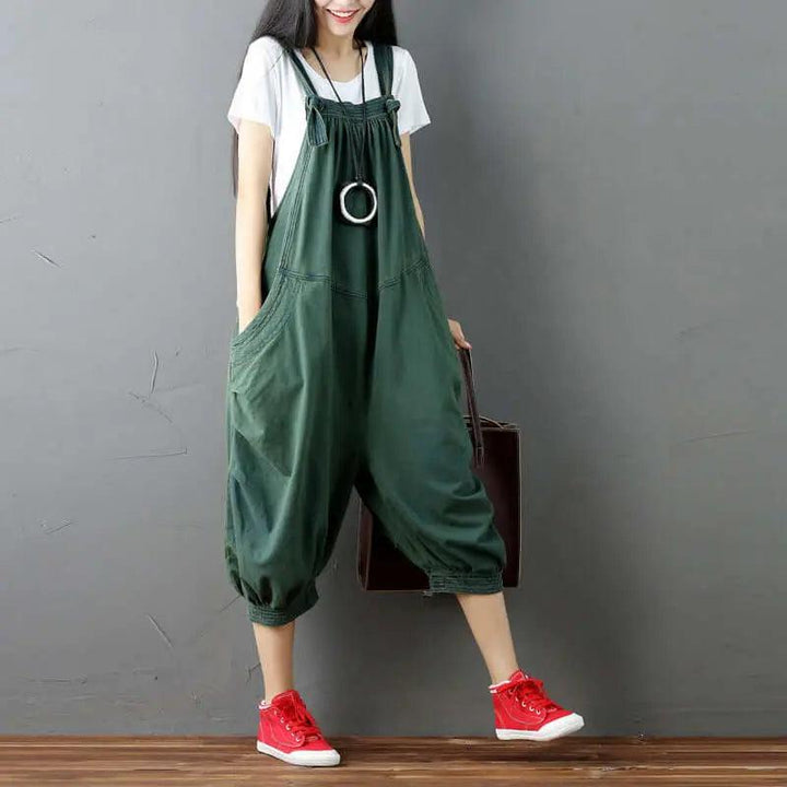 Retro Dark Green Denim Sleeveless Dress with Straps-Women's dress-Thebesttailor-Thebesttailor