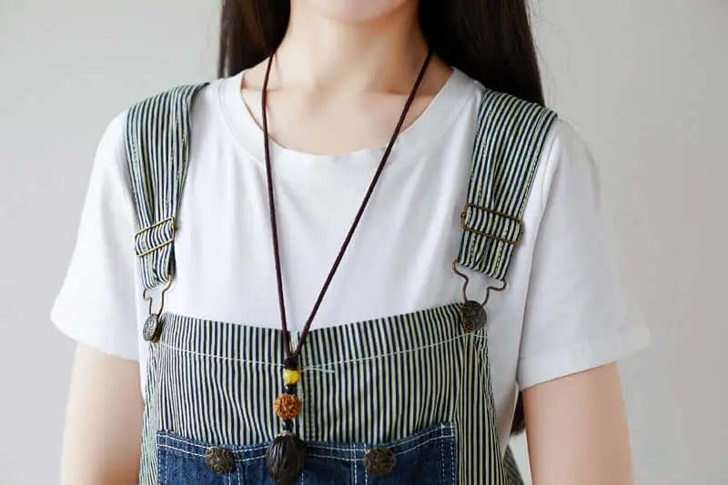 Summer Cotton Striped Casual Overalls with Pockets for Women-Women's pants-Thebesttailor-Thebesttailor