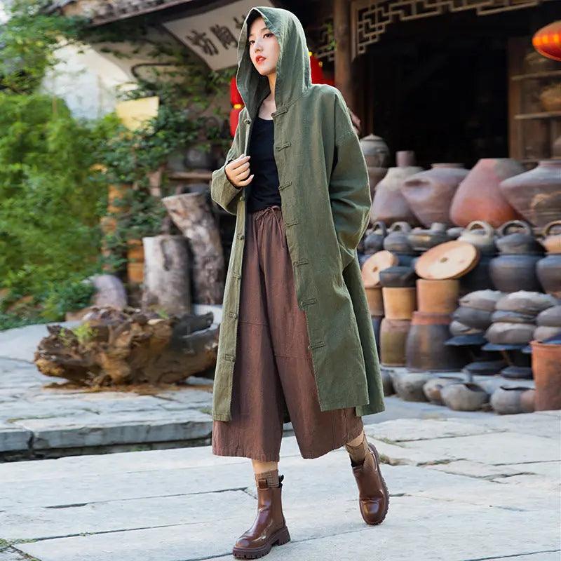 Autumn White Linen Vintage Long Sleeve Robe Woman Long Dress
