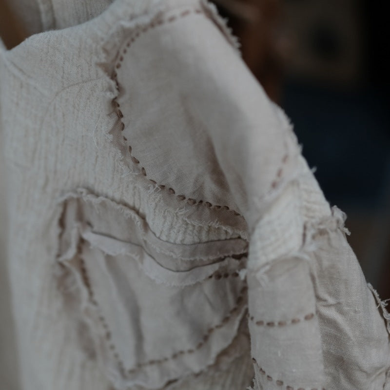 Autumn White Linen Vintage Long Sleeve Robe Woman Long Dress